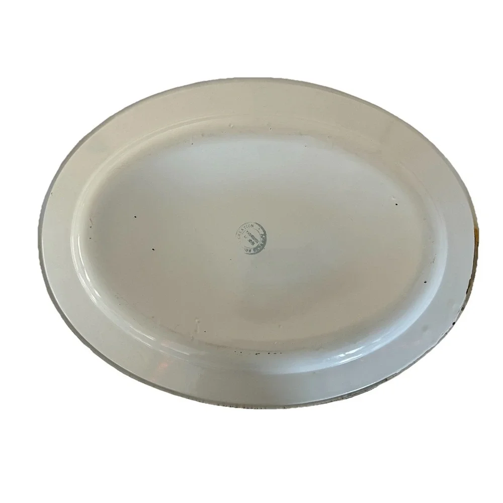 Enamelware Fruit Flowers Oval Serving Tray‎ Approx. 18x14